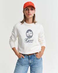 Graphic katoenen sweater met ronde hals