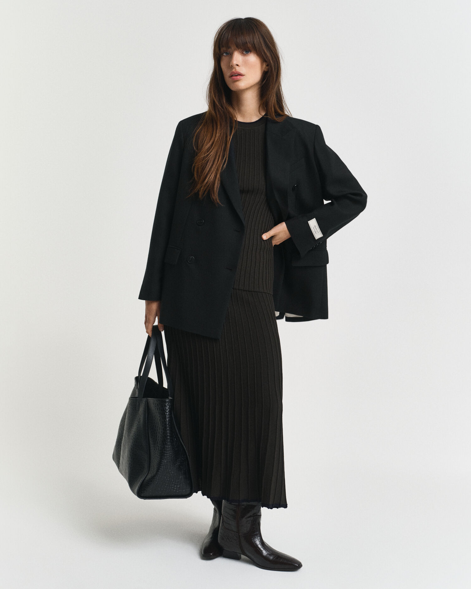 Trui met korte mouwen en contrasterende ribdetails