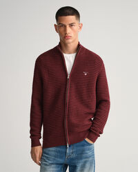 Texture sweater van katoen met rits