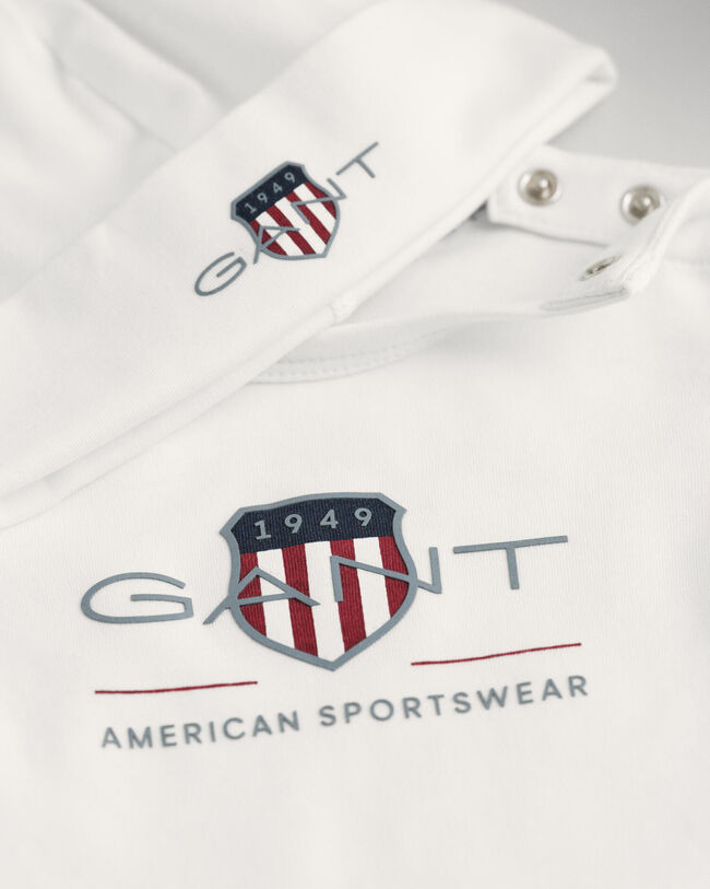 Baby Archive Shield romper & beanie