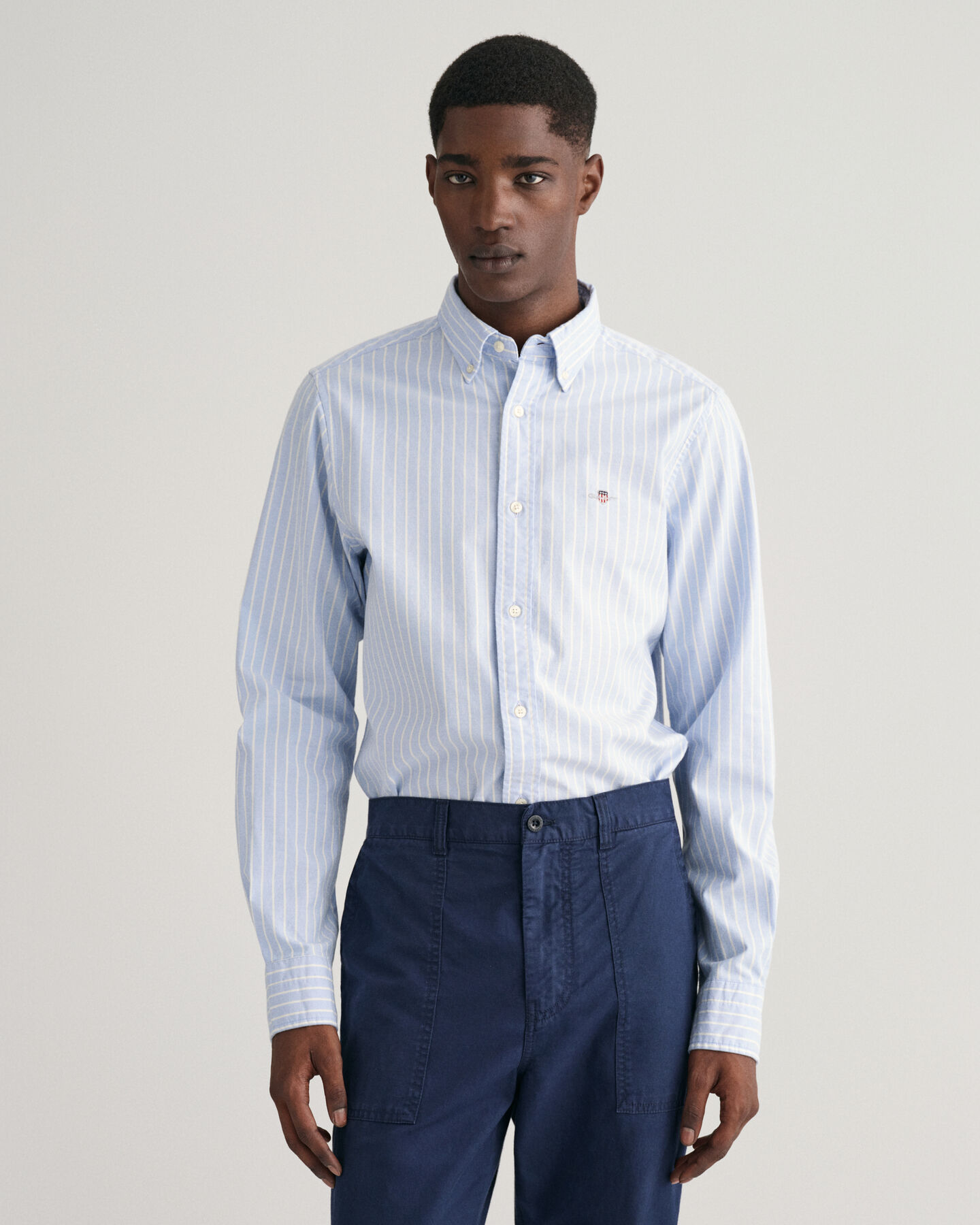 Slim Fit gestreept Oxford-overhemd met stretch
