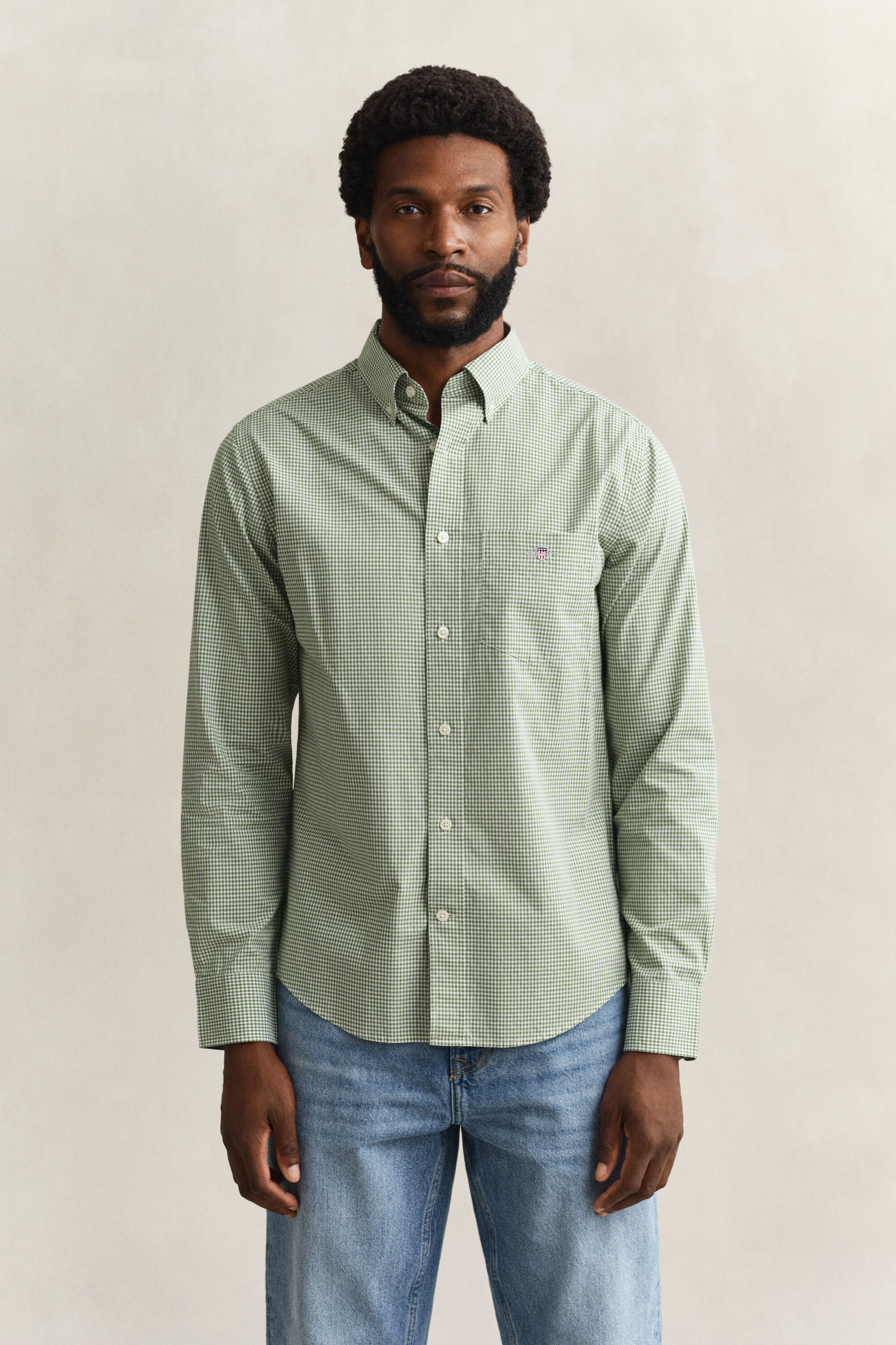 Klassiek poplin overhemd met Gingham-ruitje