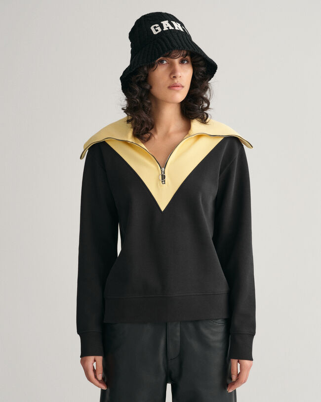 Sweatshirt met kleurblok en korte rits