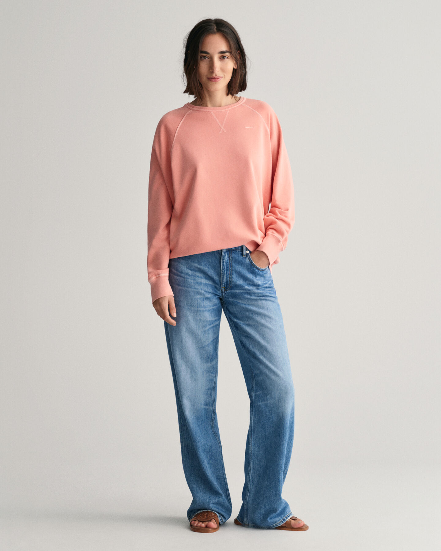 Sunfaded sweatshirt met ronde hals