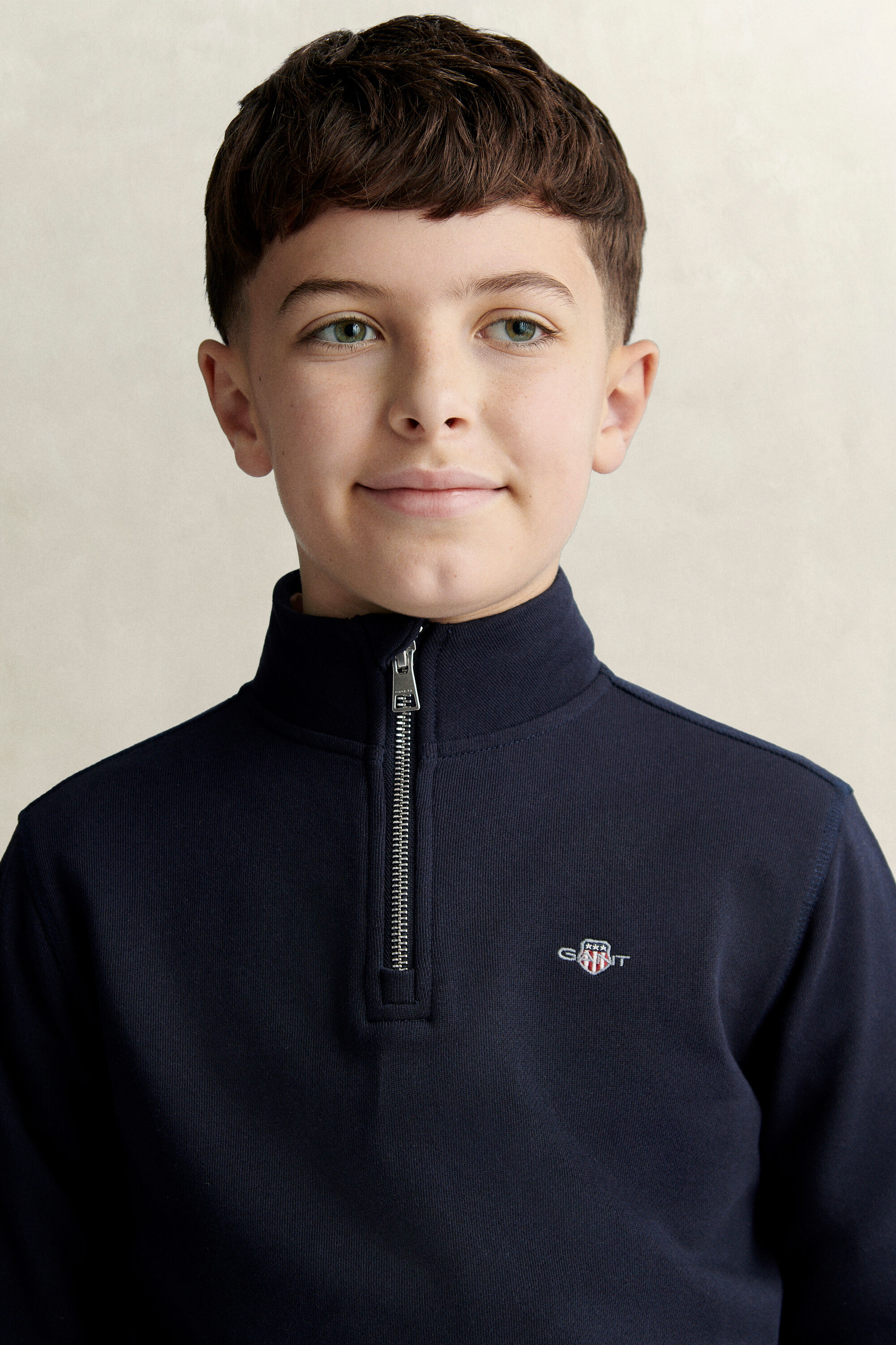 Sweatshirt met korte rits en schild voor tienerjongens