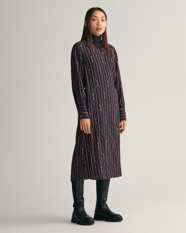 Regular Fit gestreepte wikkeljurk met Rope Print