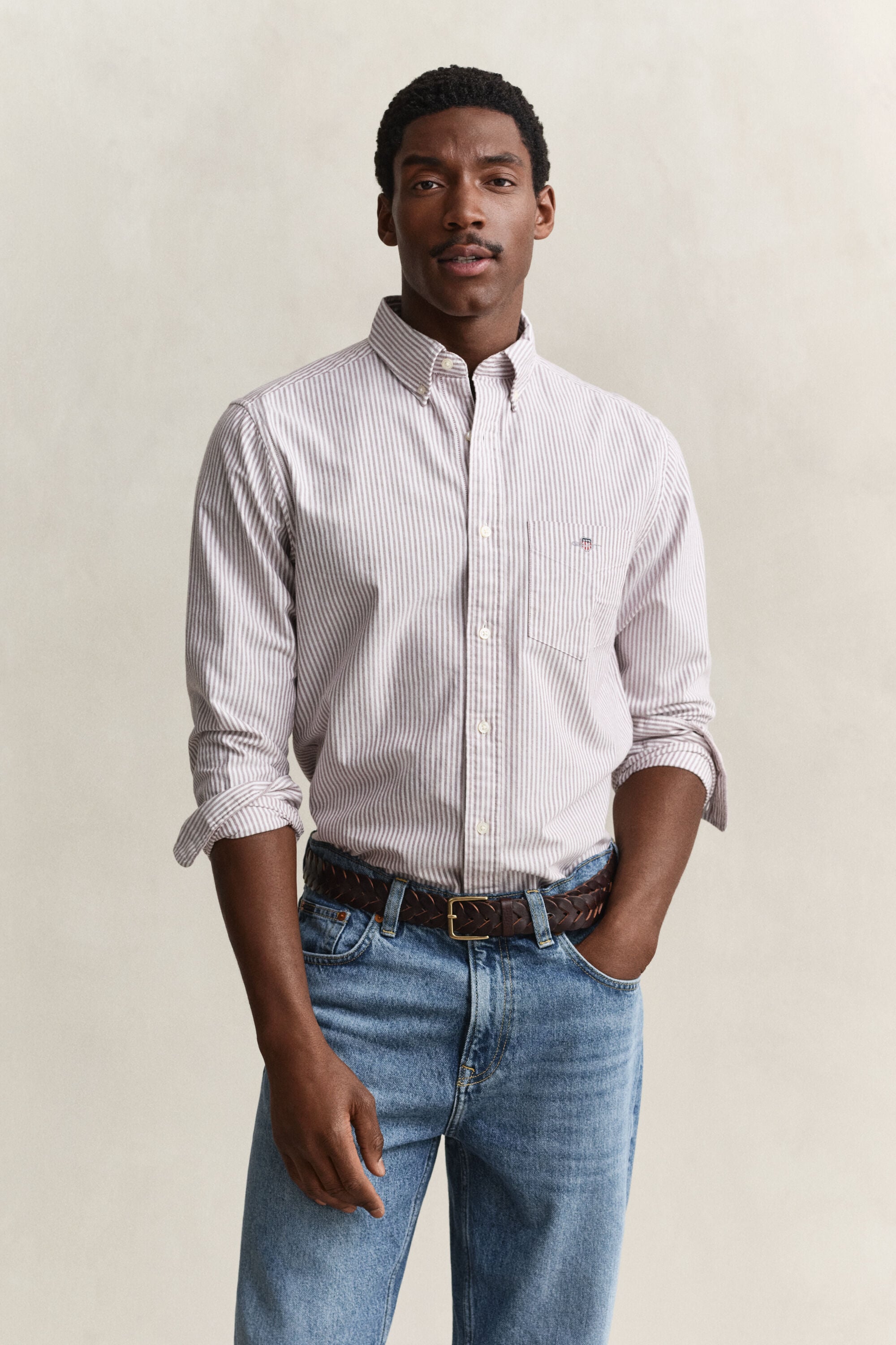 Classic Regular gestreept Oxford-overhemd