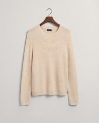 Textured sweater met ronde hals van katoen en linnen