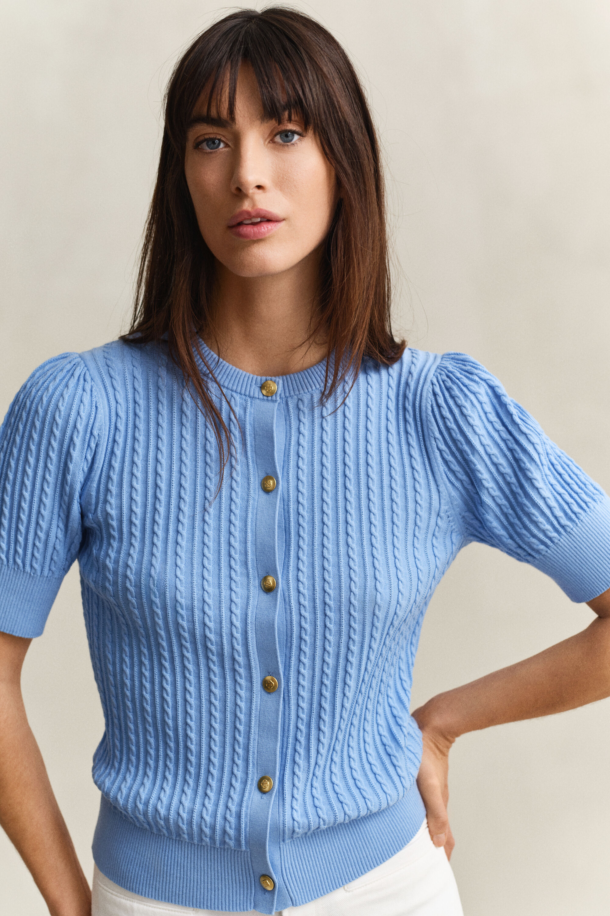 Kabelgebreid vest van katoen