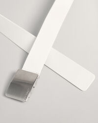 Leren riem met gesp en een plaatje