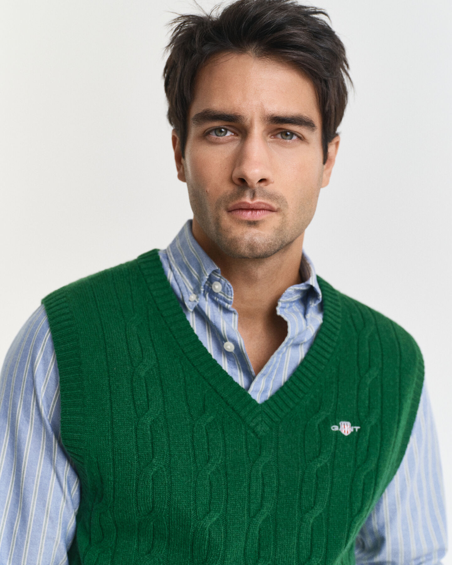 Lamswollen kabelgebreide spencer