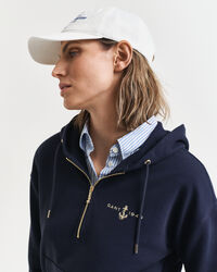 Hoodie met geborduurd anker en korte rits