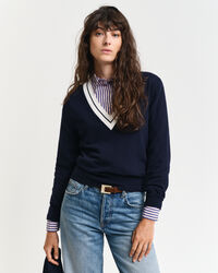 Contrast trui met V-hals