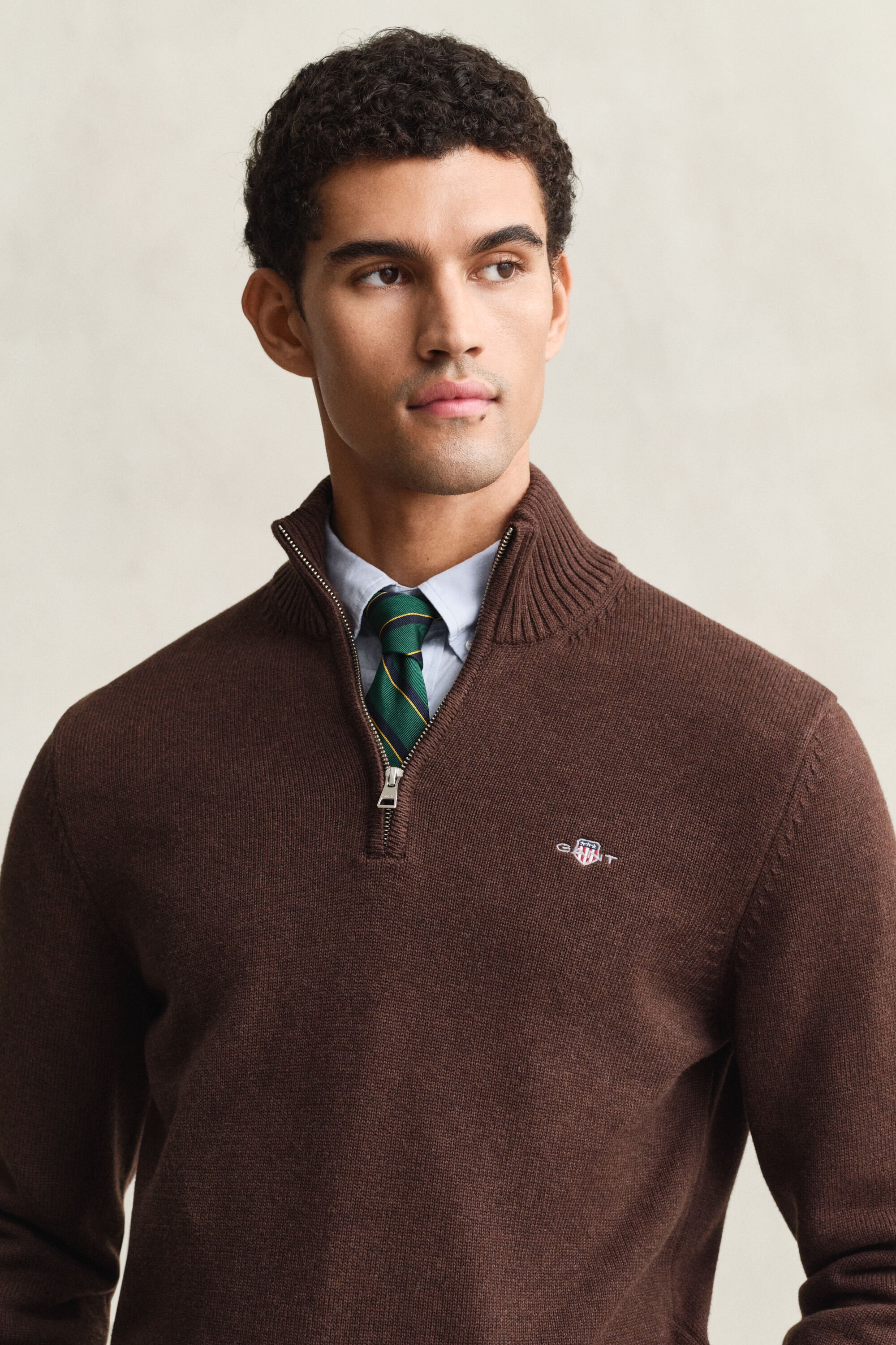 Casual katoenen trui met korte rits