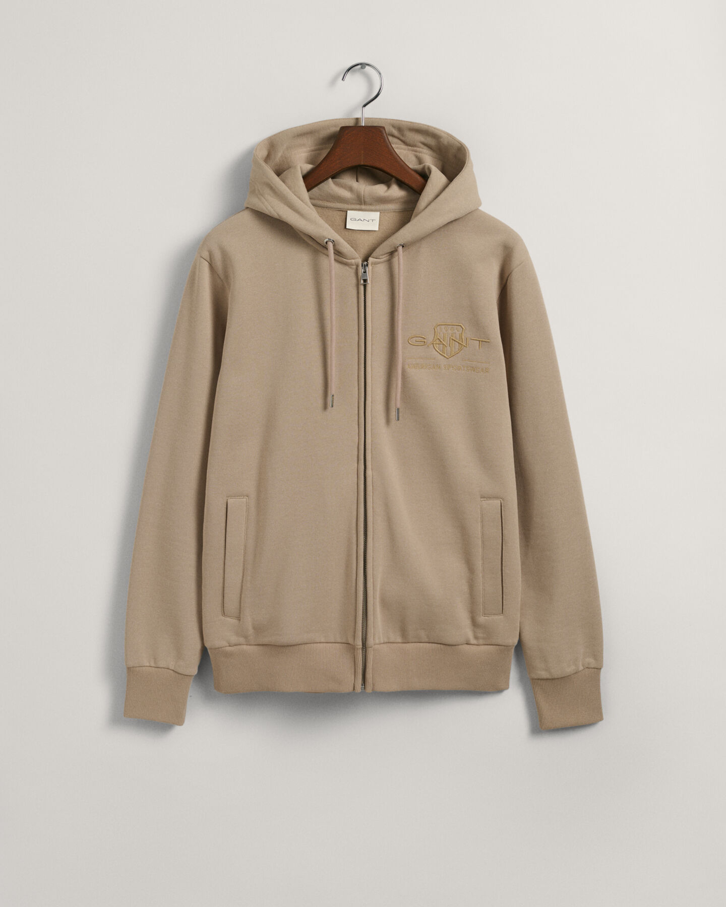 Tonal Shield hoodie met ritssluiting