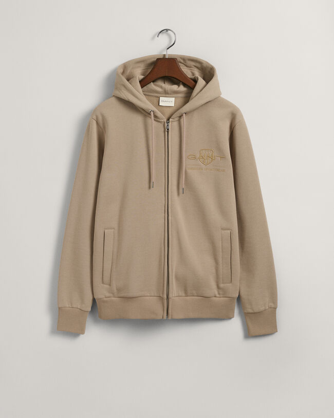 Tonal Shield hoodie met ritssluiting