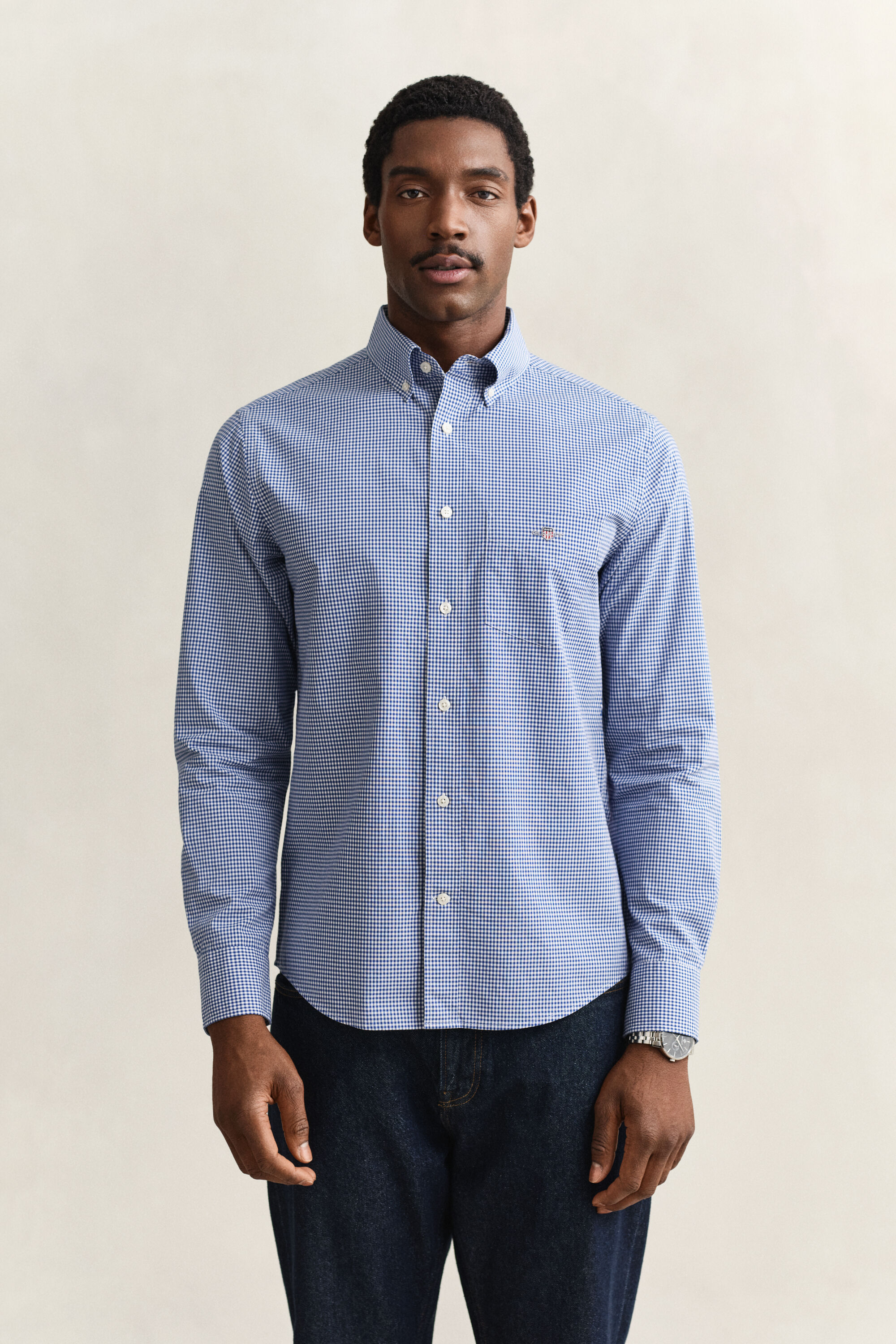 Klassiek poplin overhemd met Gingham-ruitje