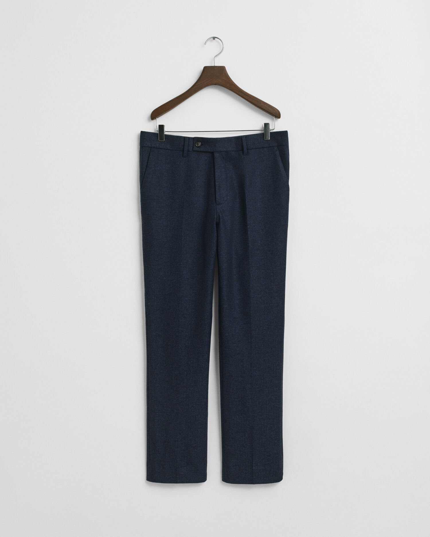 Slim Fit flanellen kostuumbroek met visgraatmotief