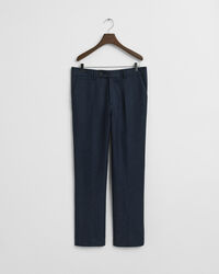 Slim Fit flanellen kostuumbroek met visgraatmotief