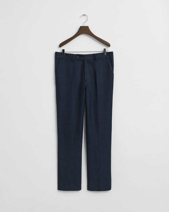 Slim Fit flanellen kostuumbroek met visgraatmotief