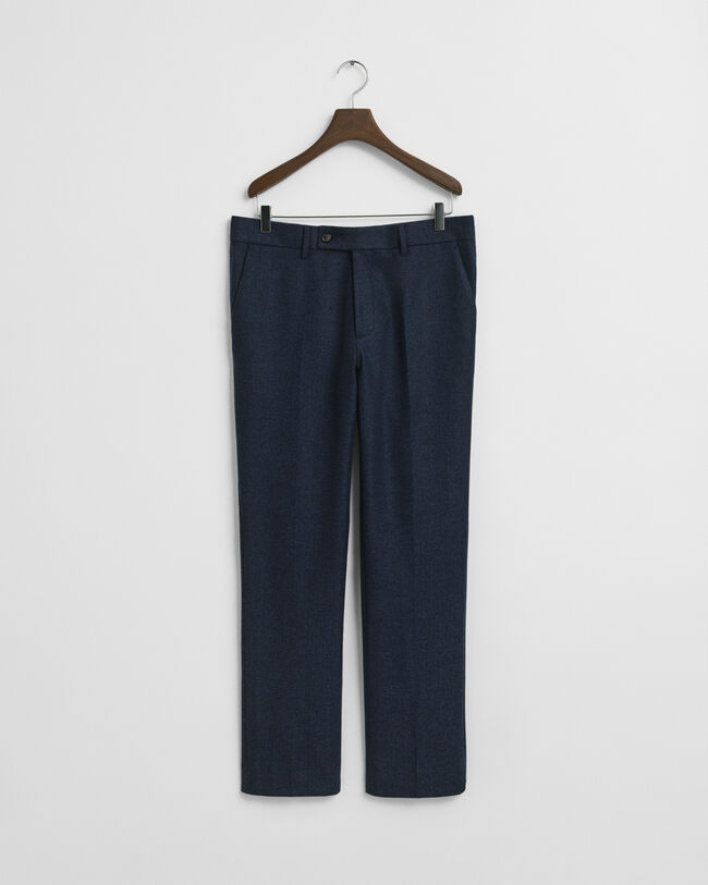 Slim Fit flanellen kostuumbroek met visgraatmotief