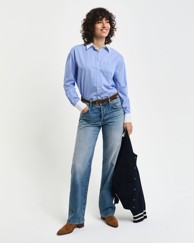 Relaxed Fit poplin overhemd met verschillende strepen