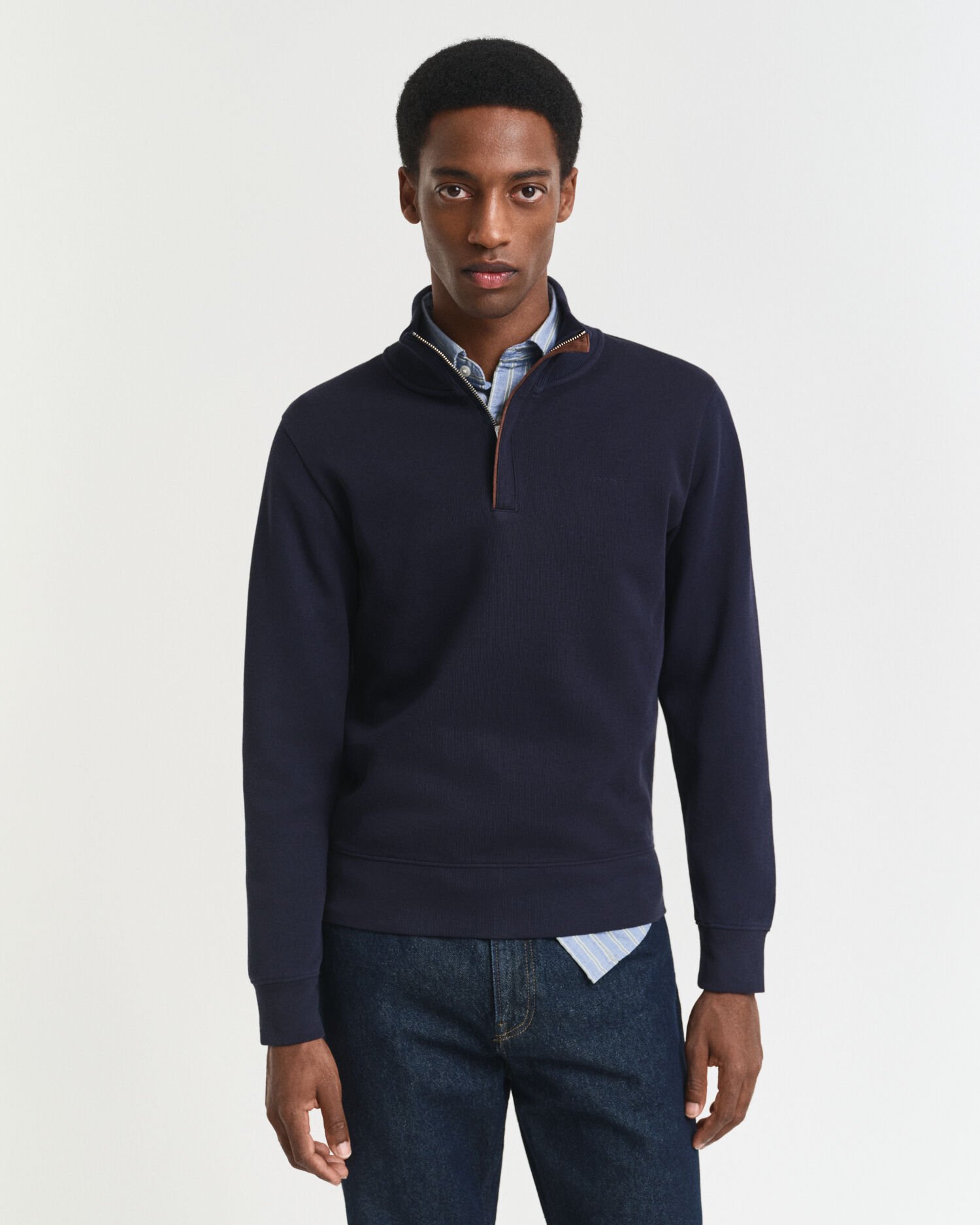 Sacker Rib sweatshirt met korte rits