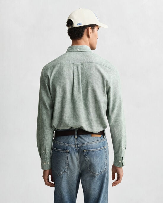 Regular Fit overhemd van katoen en linnen