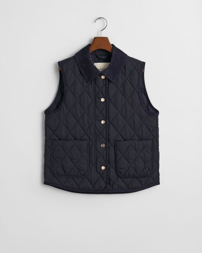 Gewatteerde bodywarmer met corduroy details