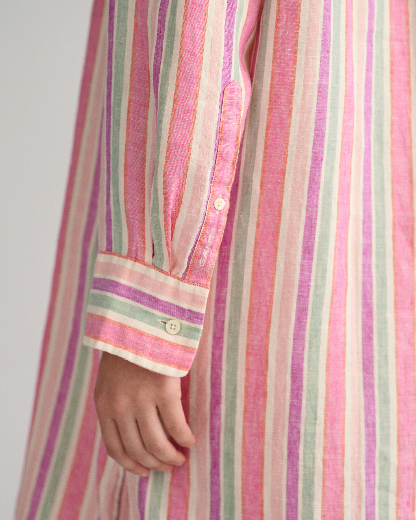 Linnen overhemdjurk met veelkleurige strepen