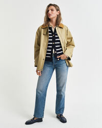 Gestreept jack van gebreid katoen