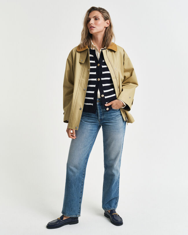 Gestreept jack van gebreid katoen