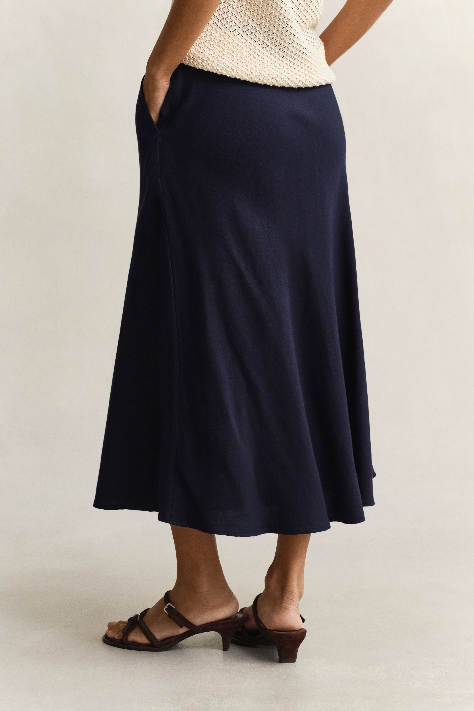 Wijduitlopende rok van linnenmix