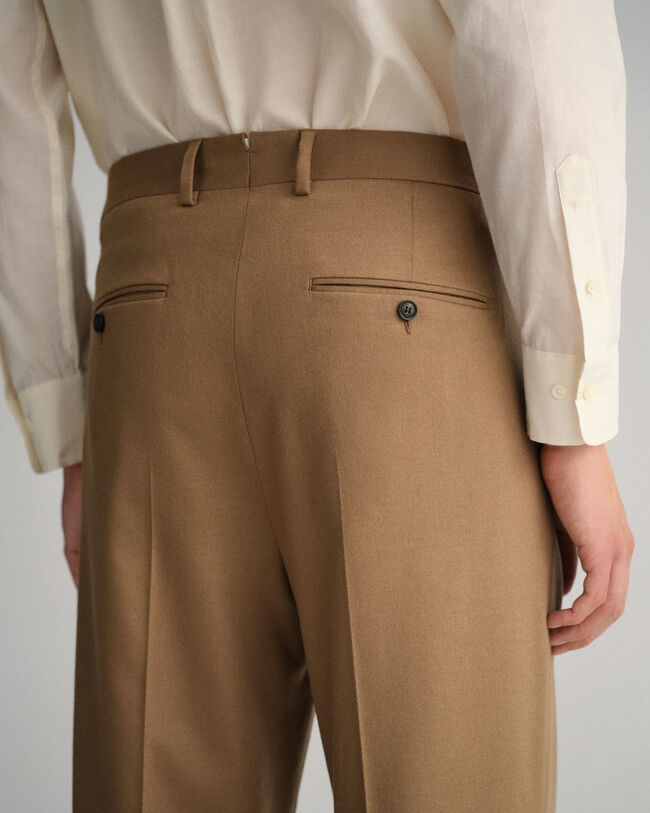 Flanellen kostuumbroek met wijde pijpen