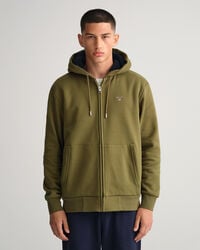 Sherpa fleece hoodie van sweatstof met ritssluiting