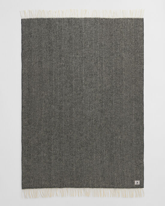 Wollen sprei met visgraatmotief