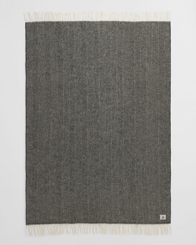 Wollen sprei met visgraatmotief