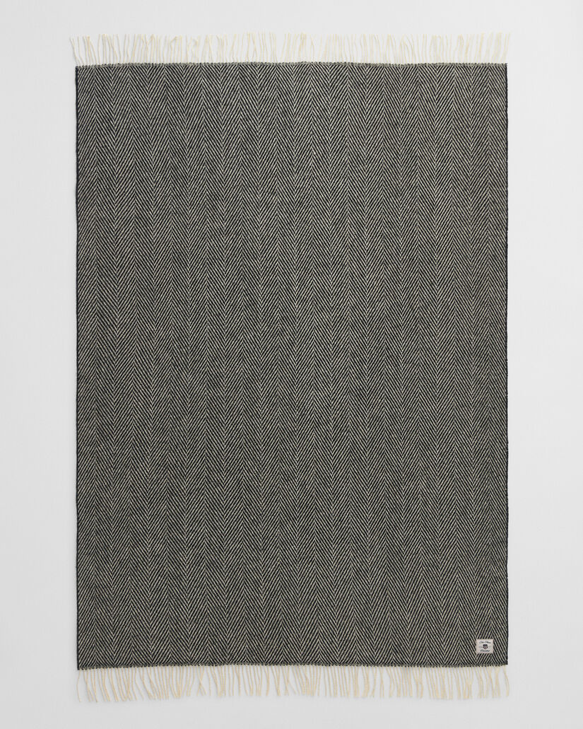 Wollen sprei met visgraatmotief