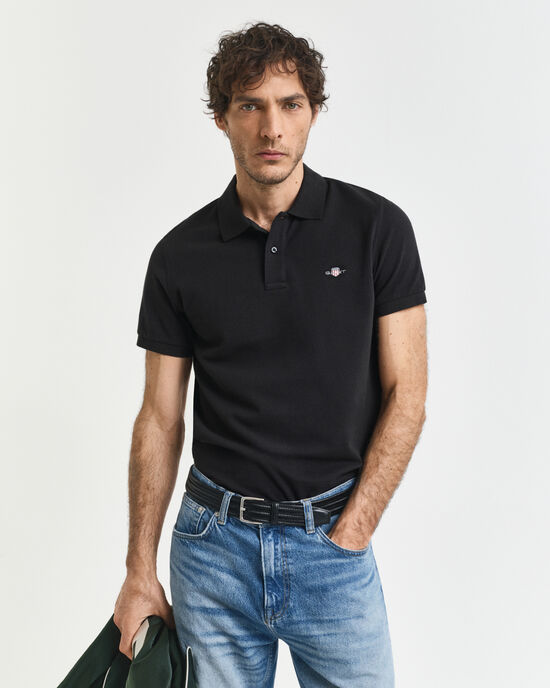 Slim Fit Shield piqué poloshirt