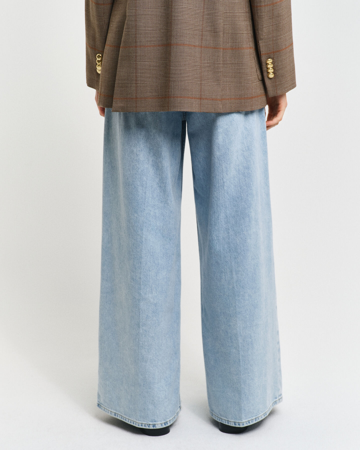 Geplooide jeans met wijde pijpen