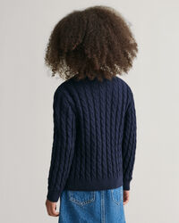 Girls Shield kabelgebreid vest van katoen