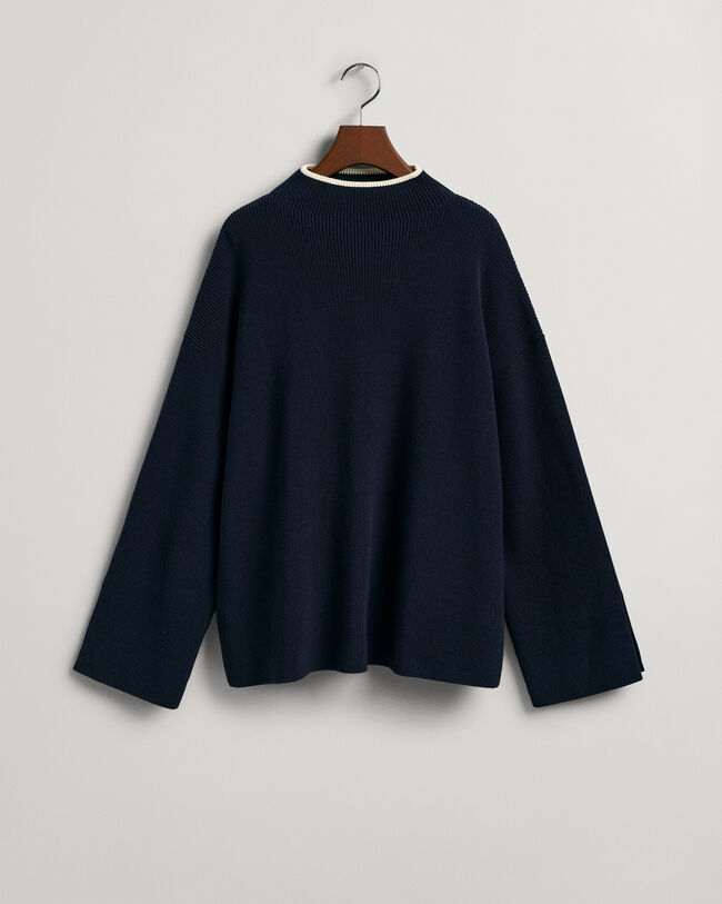 Geribde trui met halve col