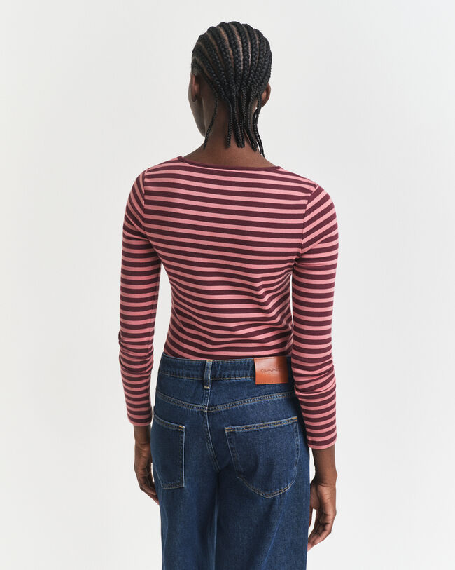 Gestreept ribshirt met lange mouwen