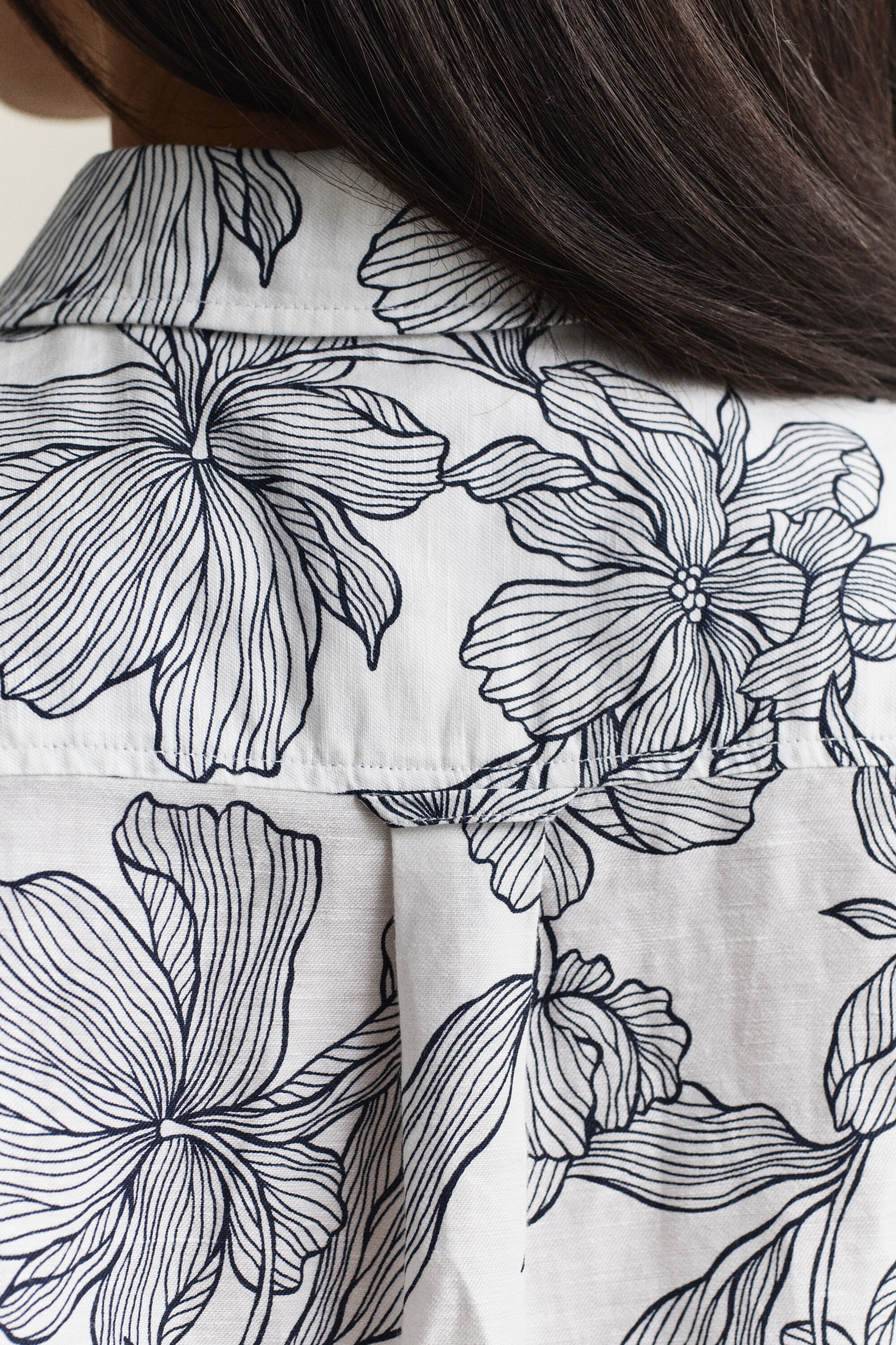 Gebloemd linnen overoverhemd