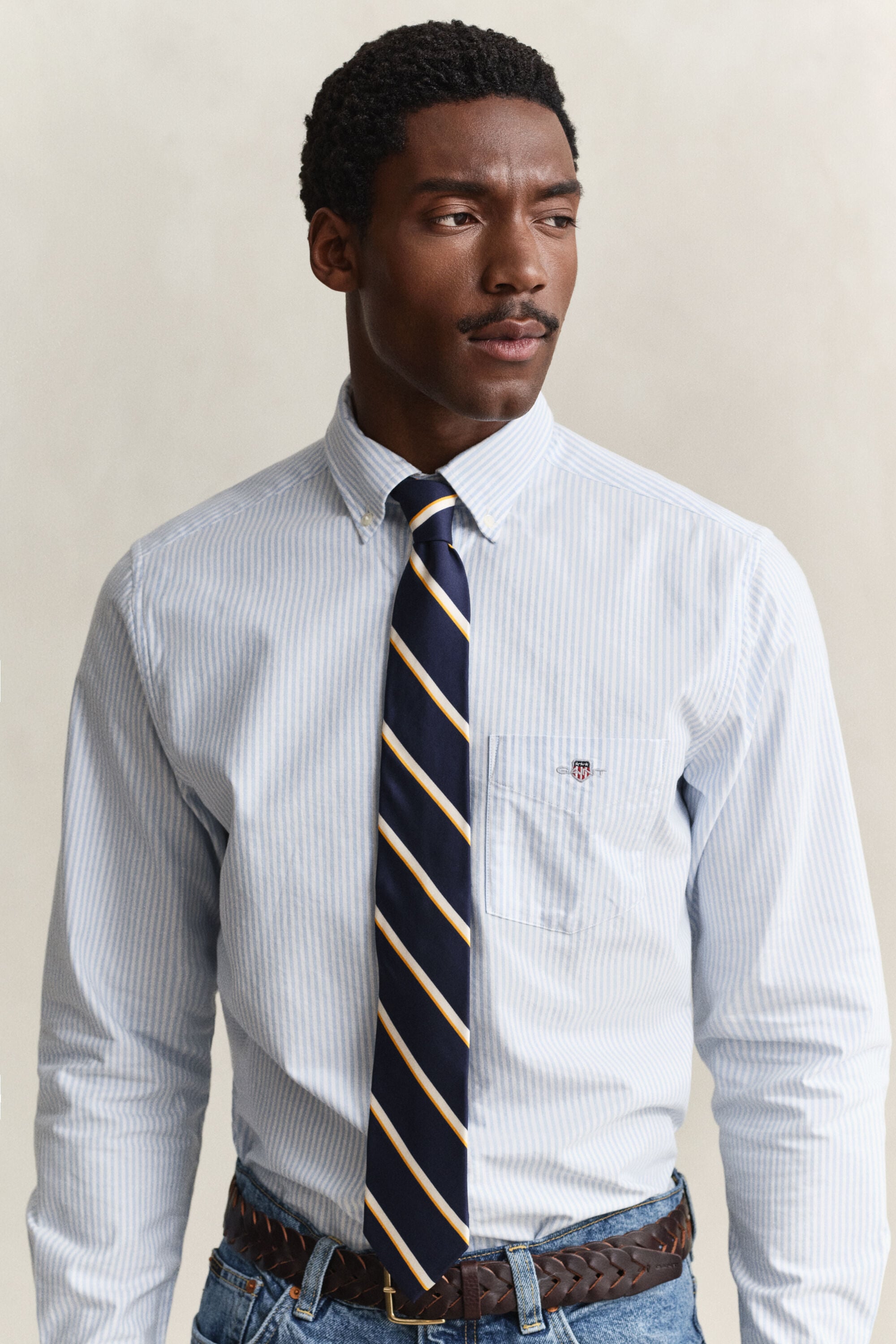 Classic Regular gestreept Oxford-overhemd