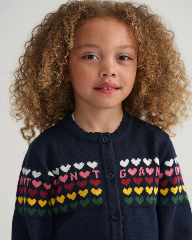 Girls gebreid vest met hartjes