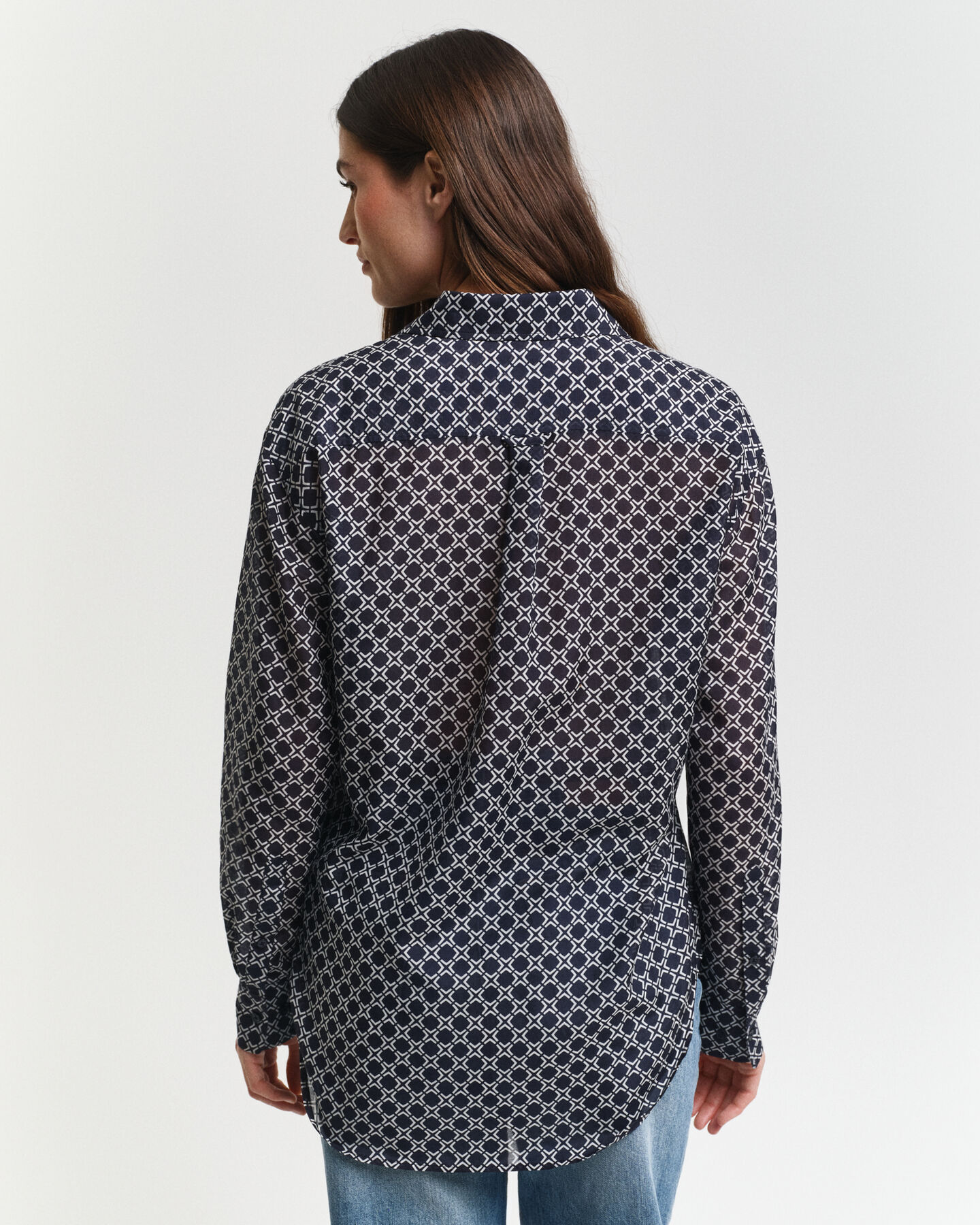 Relaxed Fit overhemd met geometrische print van katoen en zijde