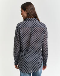 Relaxed Fit overhemd met geometrische print van katoen en zijde