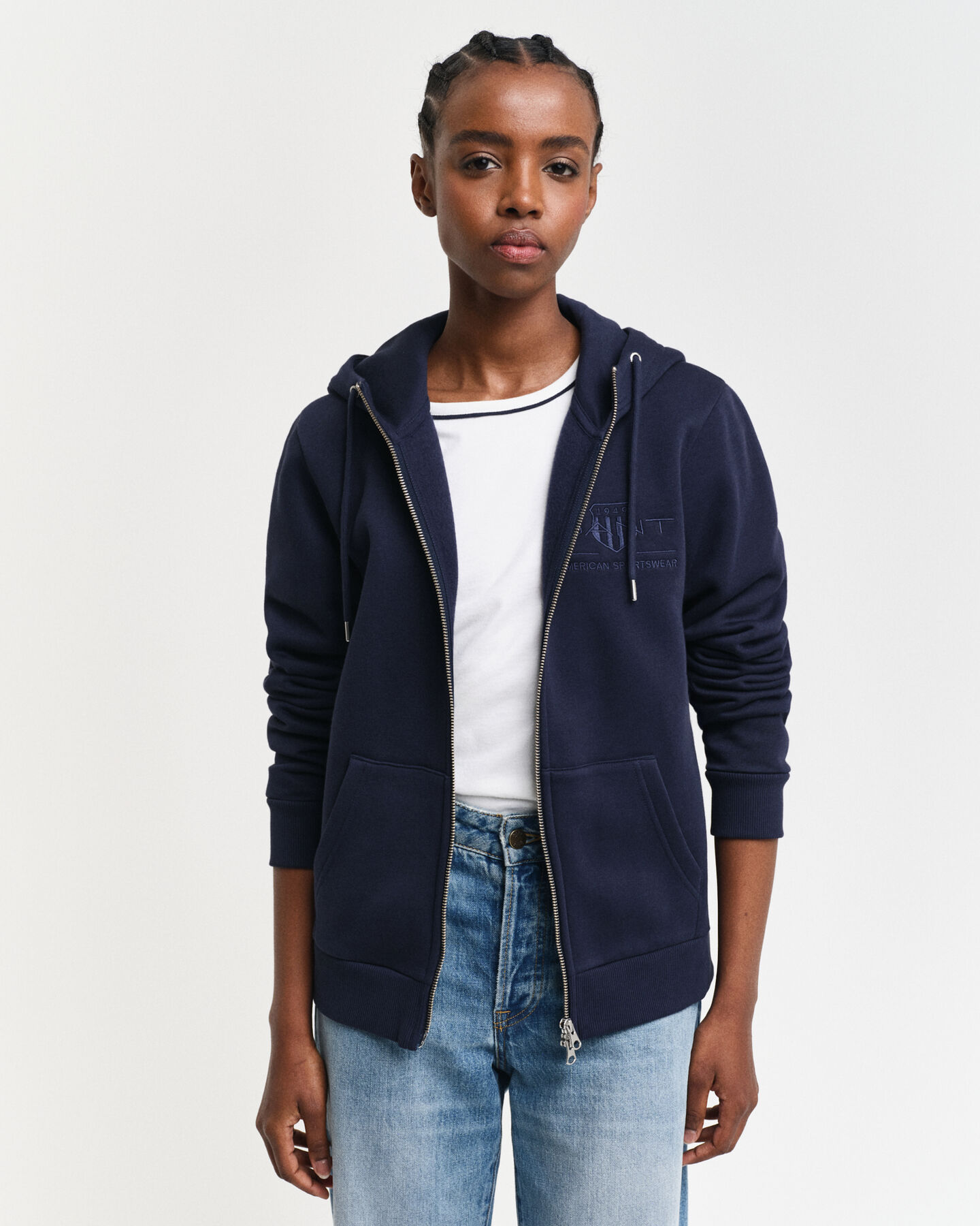 Tonal Shield hoodie met ritssluiting