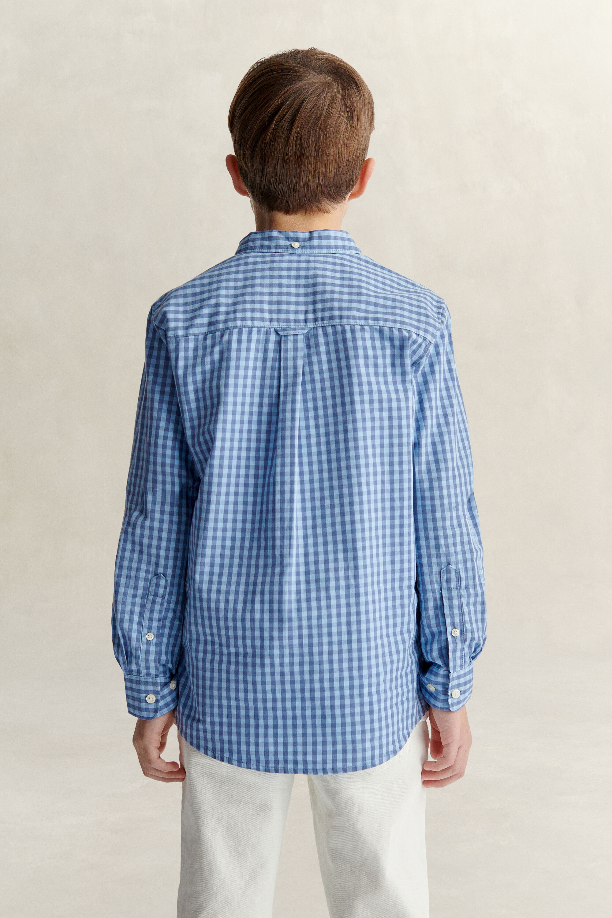 Teen Boys poplin overoverhemd met Gingham-ruitje